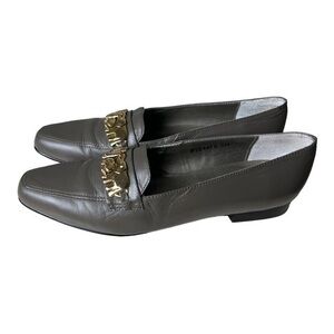 Vintage Ros Hommerson Gray Elephant Charm Leather Loafers Shoe Size 6N